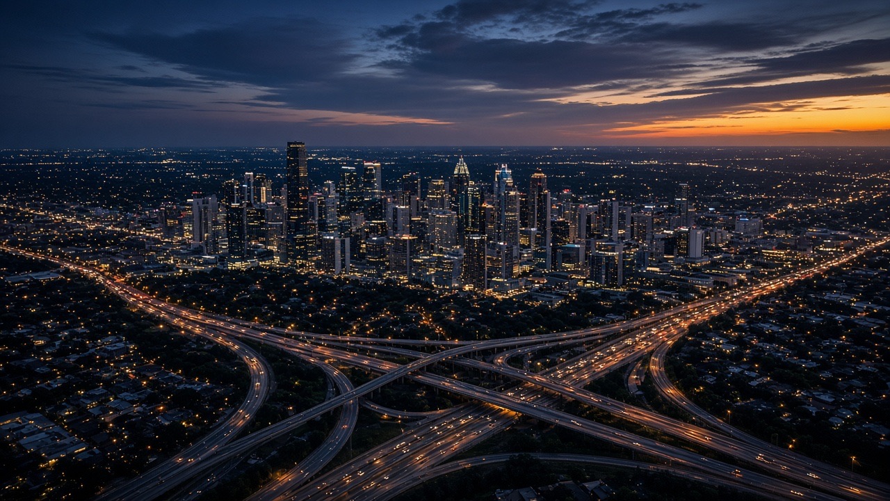 Aerial drone photography over Austin, TX